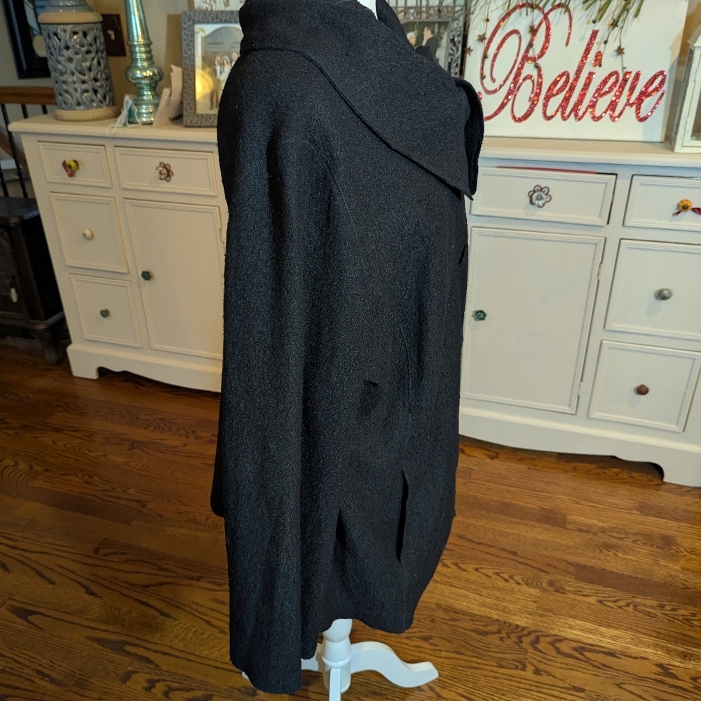 Sandro Boiled Wool Swing Jacket Plus Size Designer Minimalist Sz 1x - Picture 4 of 11